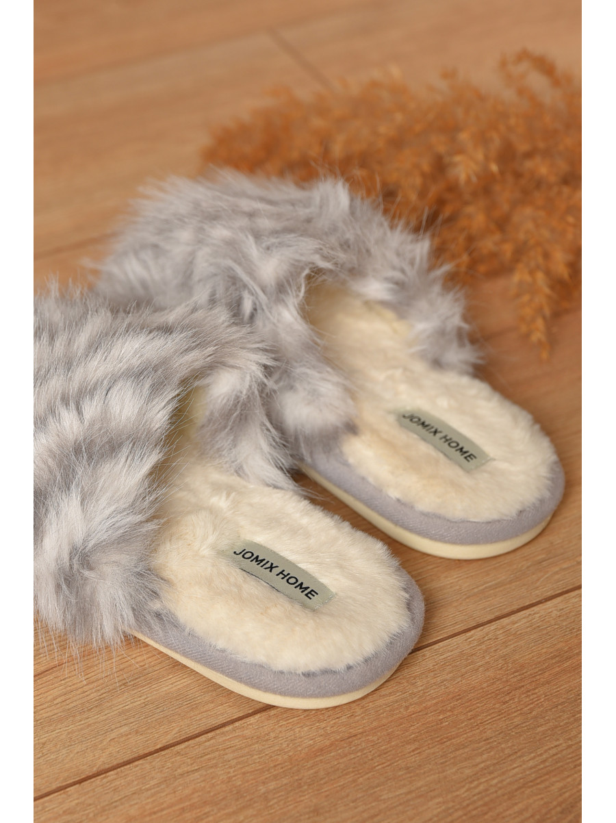 Тапочки домашние женские меховые серого цвета MD-9682 208250C