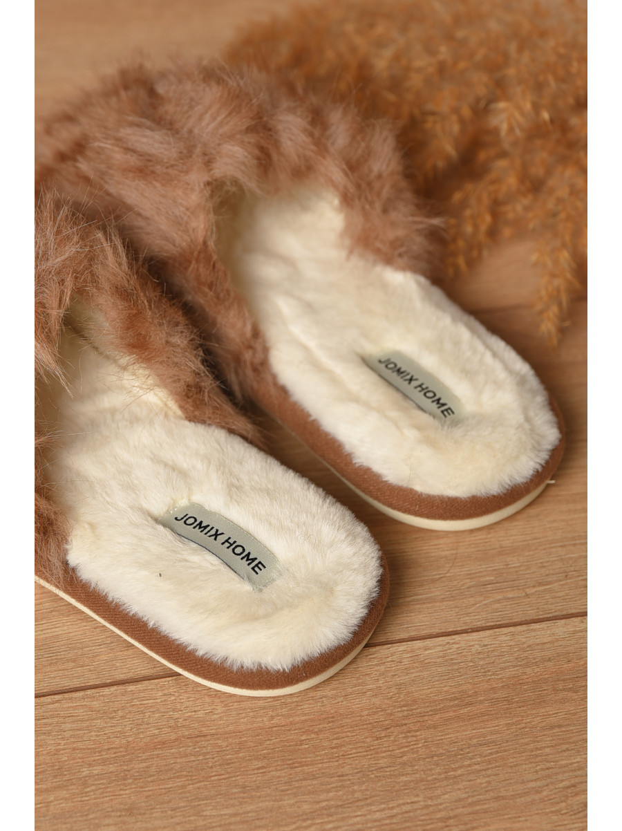Тапочки домашние женские меховые коричневого цвета MD-9682 208251C