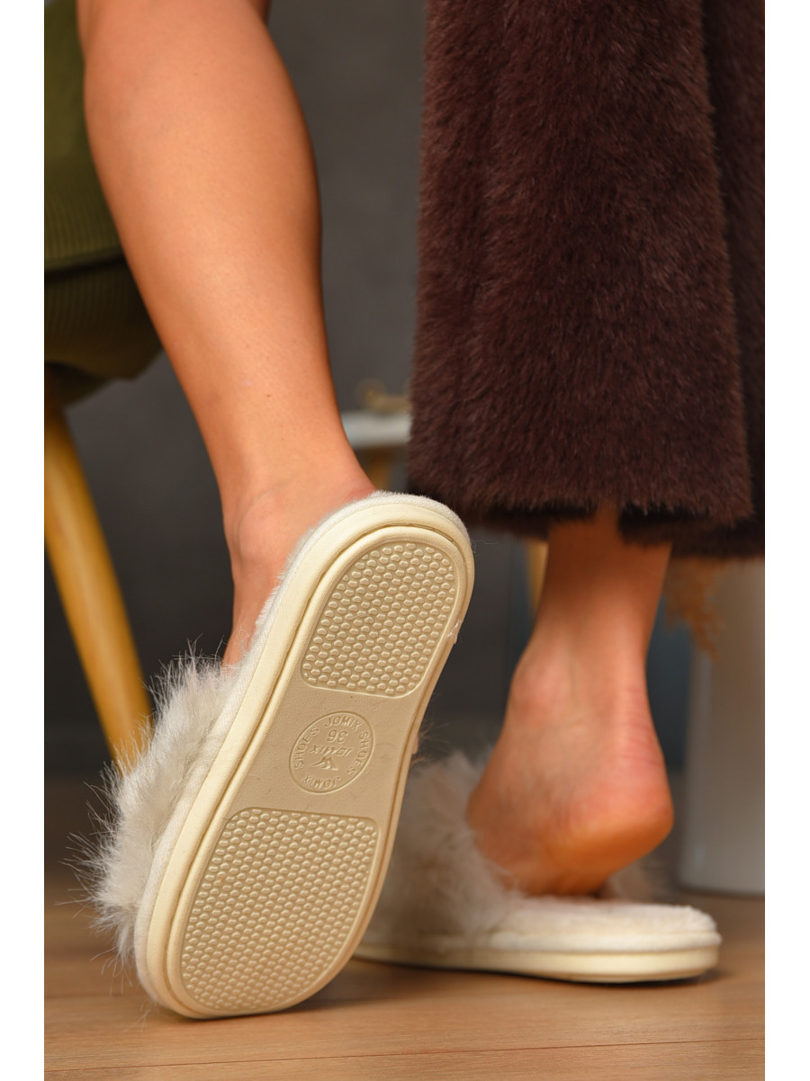 Тапочки домашние женские меховые бежевого цвета MD-9682 208252C