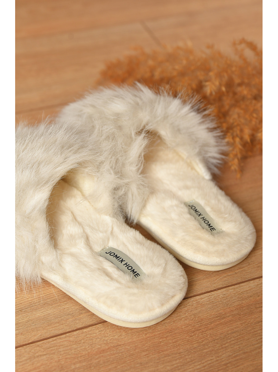 Тапочки домашние женские меховые бежевого цвета MD-9682 208252C