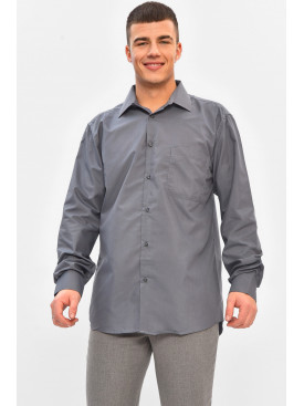 Сорочка чоловіча однотонна темно-сірого кольору SKY2990 208253C Сорочка чоловіча однотонна темно-сірого кольору SKY2990 208253C
