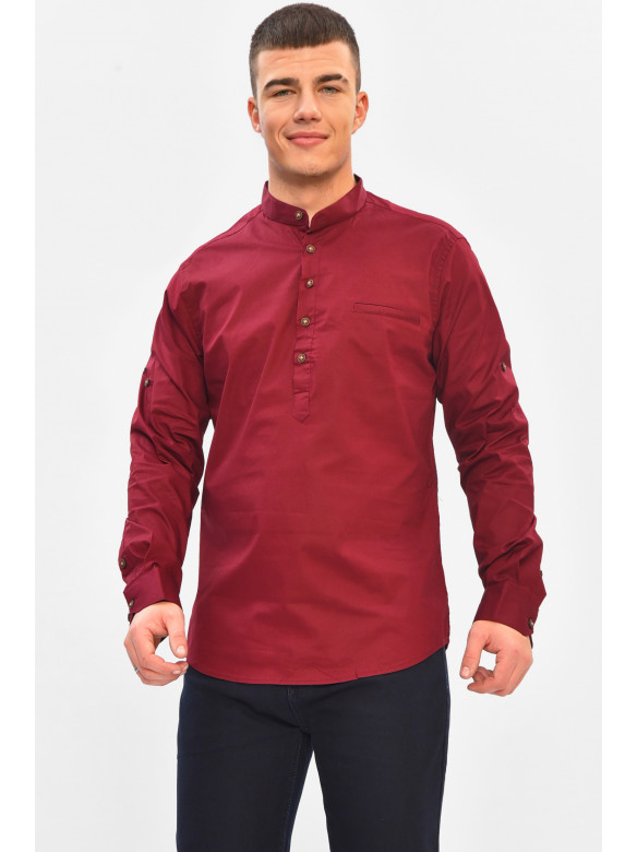 Сорочка чоловіча однотонна бордового кольору 7897 208254C