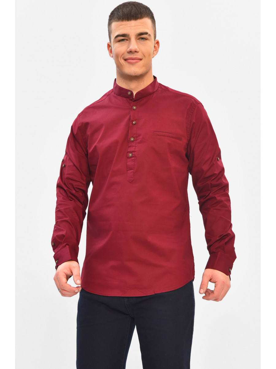 Сорочка чоловіча однотонна бордового кольору 7897 208254C