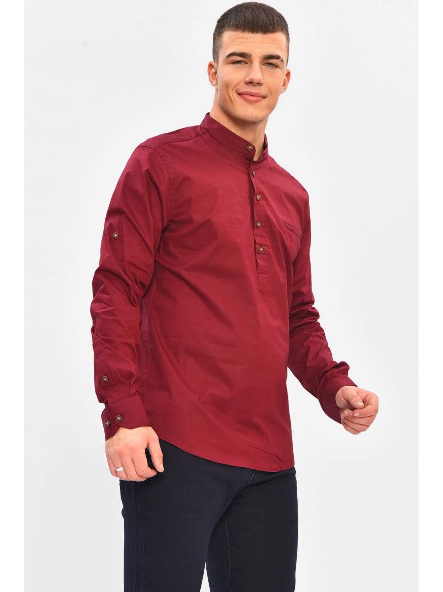 Сорочка чоловіча однотонна бордового кольору 7897 208254C