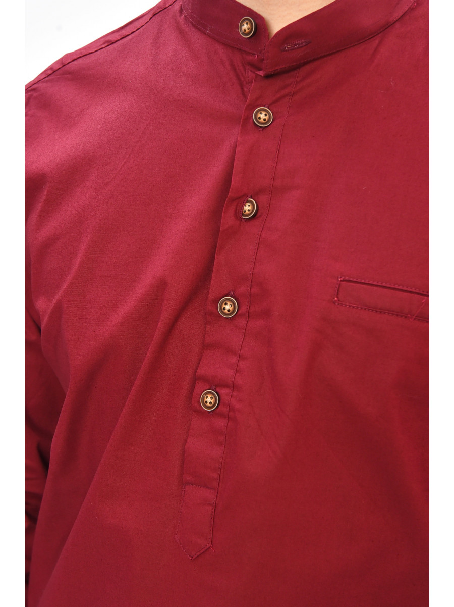 Сорочка чоловіча однотонна бордового кольору 7897 208254C