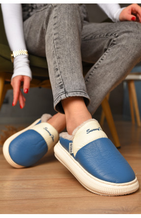 Капці домашні жіночі на хутрі синього кольору 5810-1 208256C Капці домашні жіночі на хутрі синього кольору 5810-1 208256C