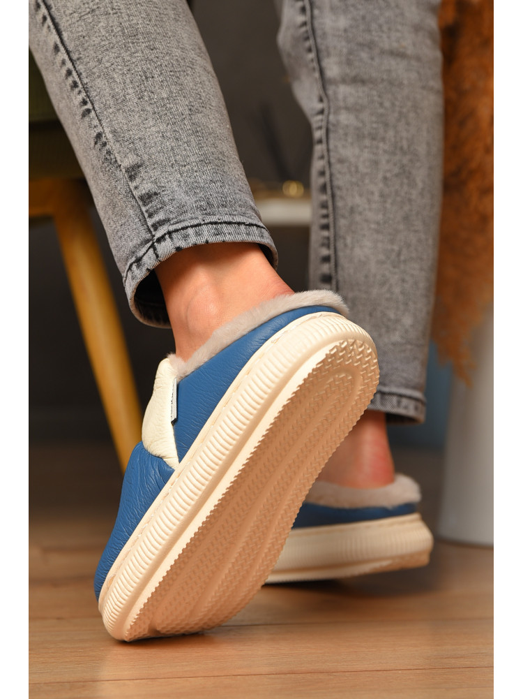 Капці домашні жіночі на хутрі синього кольору 5810-1 208256C