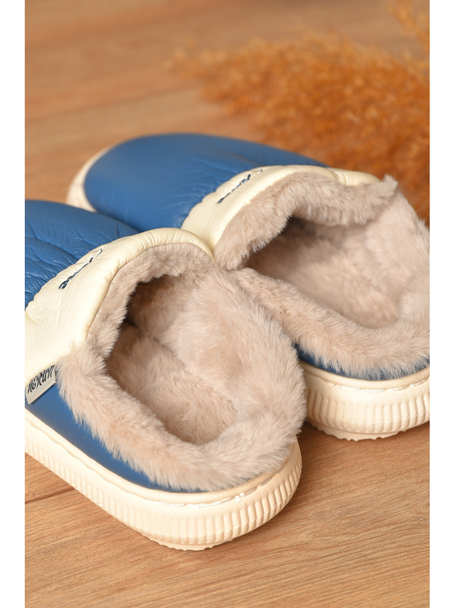 Капці домашні жіночі на хутрі синього кольору 5810-1 208256C