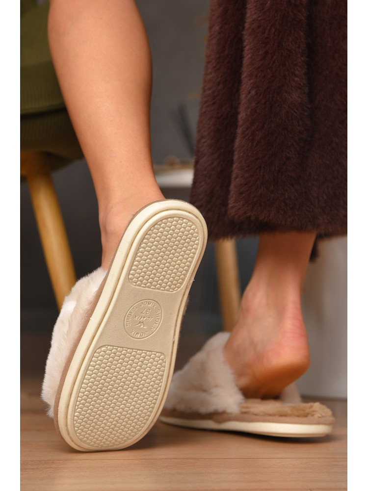 Тапочки домашние женские меховые коричневого цвета MD-9685 208264C