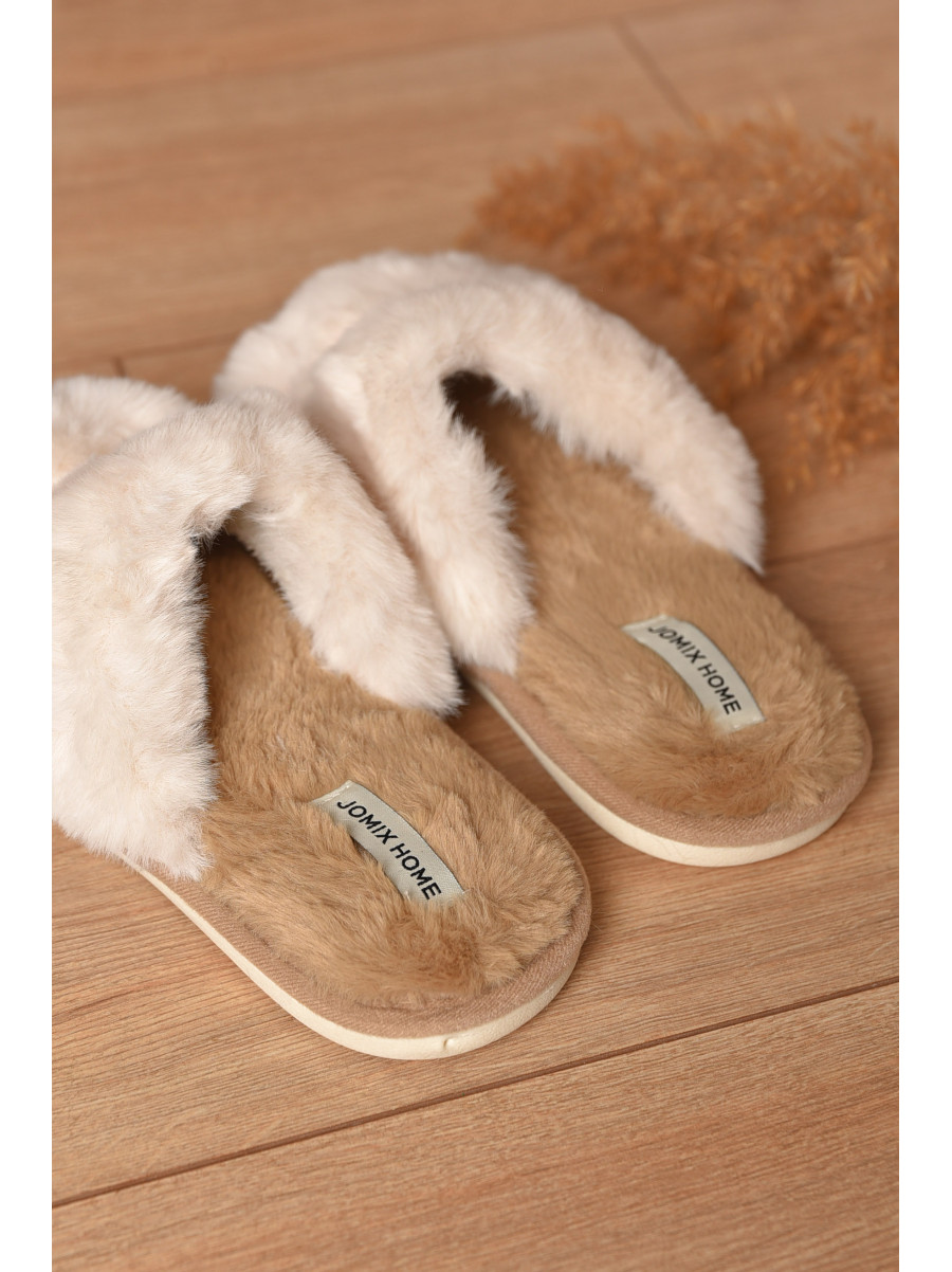 Тапочки домашние женские меховые коричневого цвета MD-9685 208264C