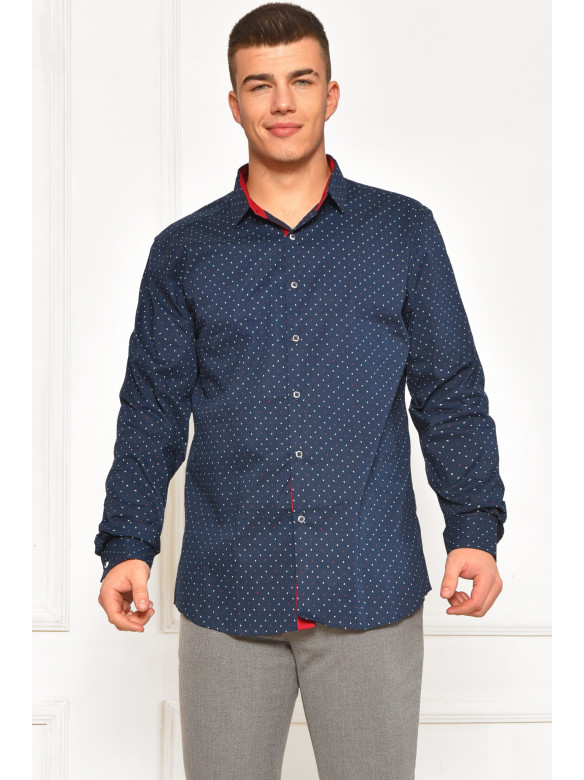 Сорочка чоловіча темно-синього кольору з принтом 2395 208267C