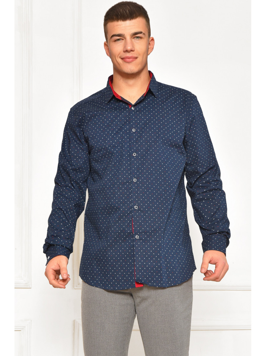 Сорочка чоловіча темно-синього кольору з принтом 2395 208267C