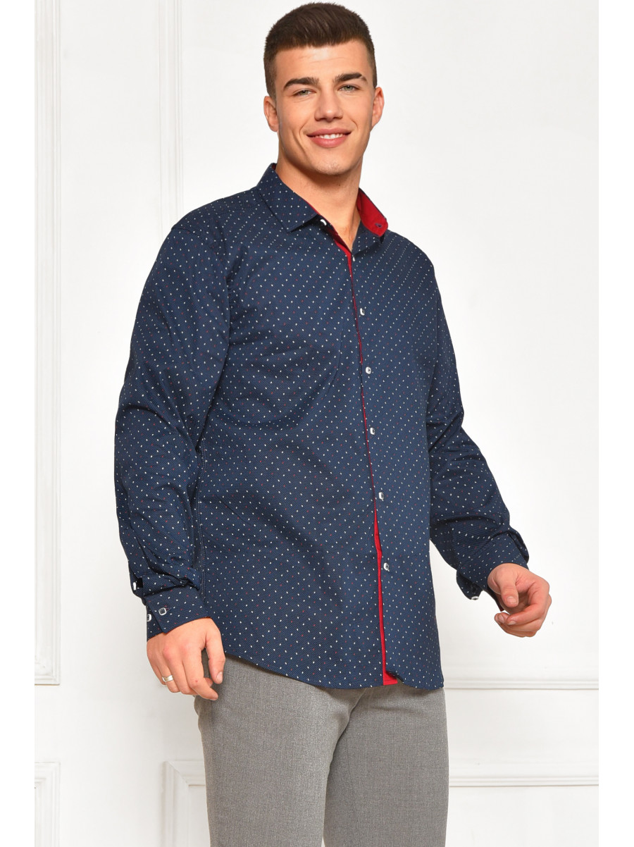 Сорочка чоловіча темно-синього кольору з принтом 2395 208267C