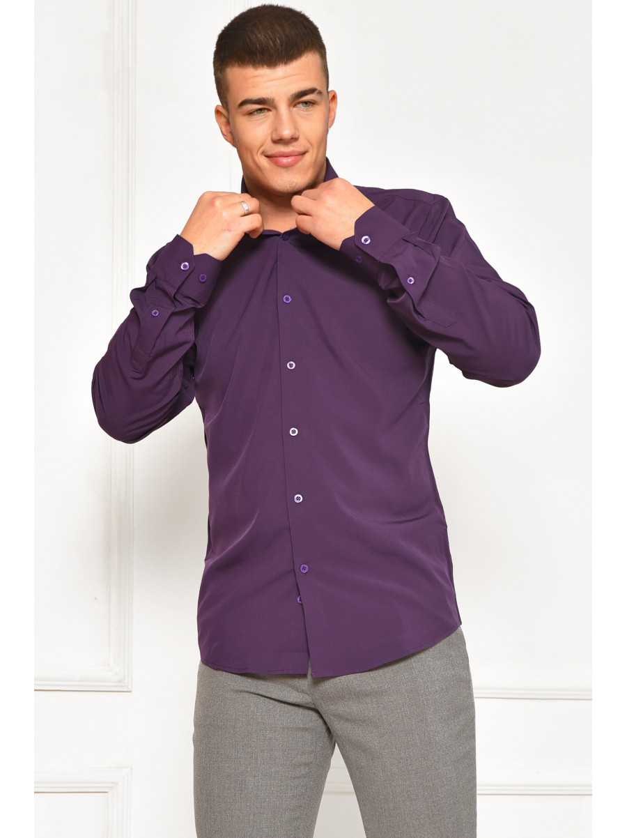 Сорочка чоловіча однотонна темно-фіолетового кольору 7582 208268C