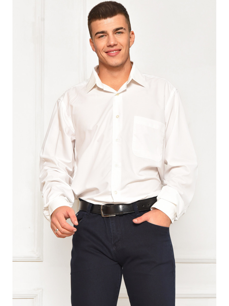 Сорочка чоловіча однотонна білого кольору SKY0991 208269C