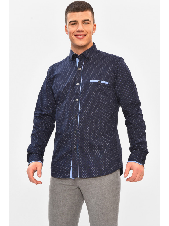 Сорочка чоловіча темно-синього кольору з принтом 1850 208270C