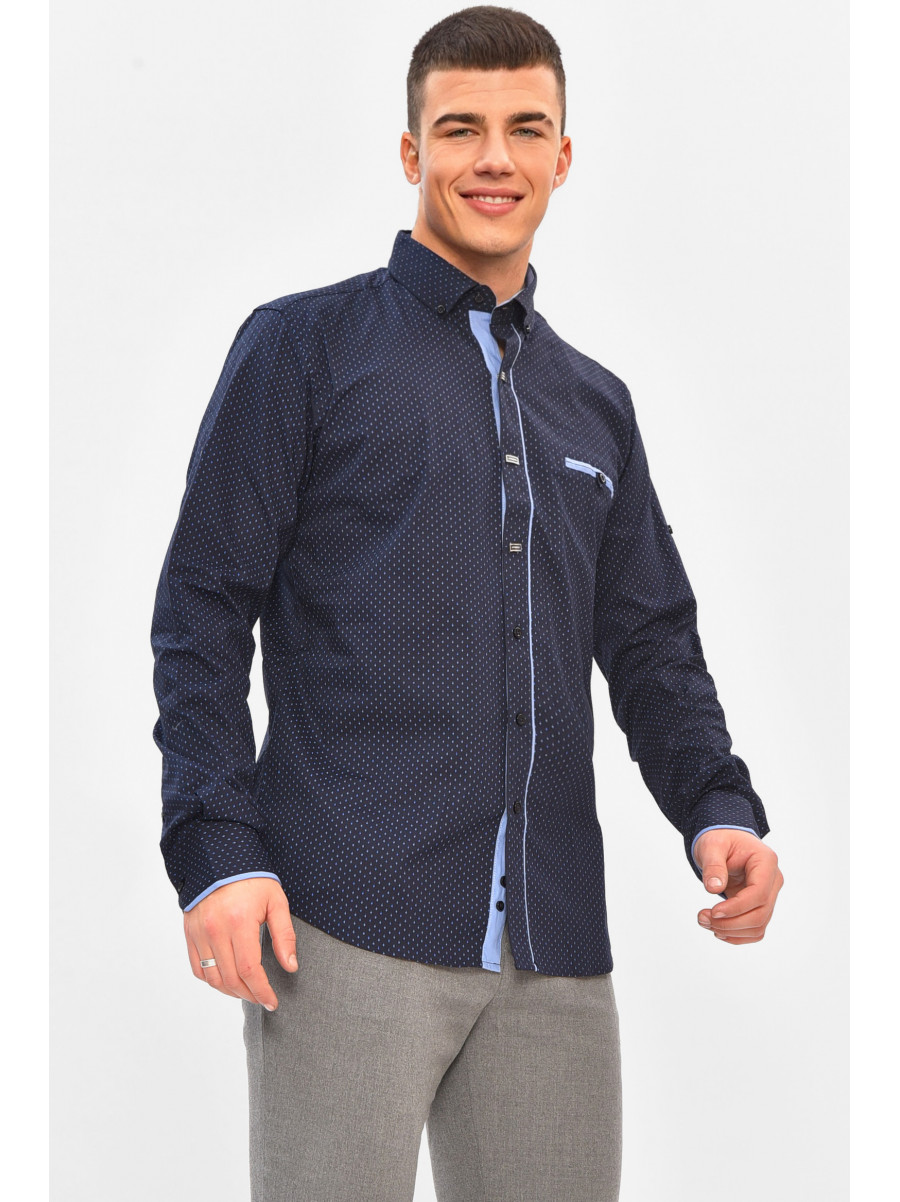 Сорочка чоловіча темно-синього кольору з принтом 1850 208270C