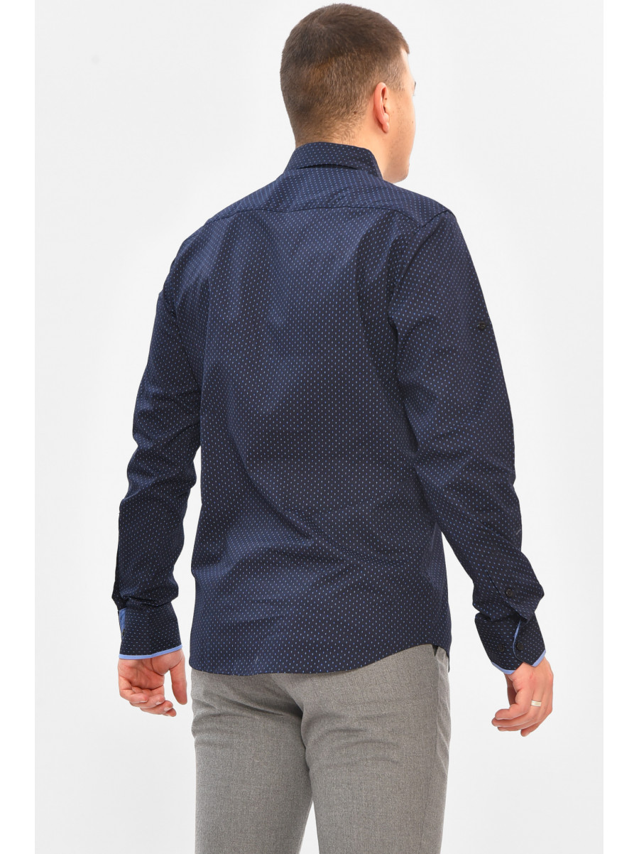 Сорочка чоловіча темно-синього кольору з принтом 1850 208270C