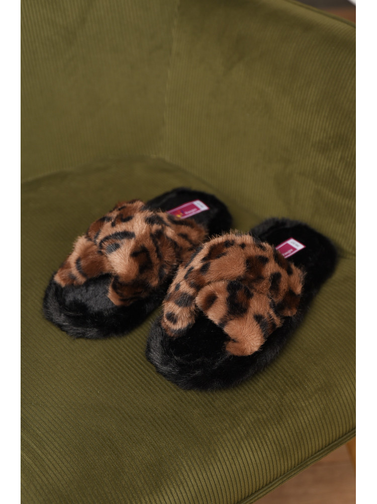 Тапочки домашние женские меховые коричневого цвета А8142 208271C