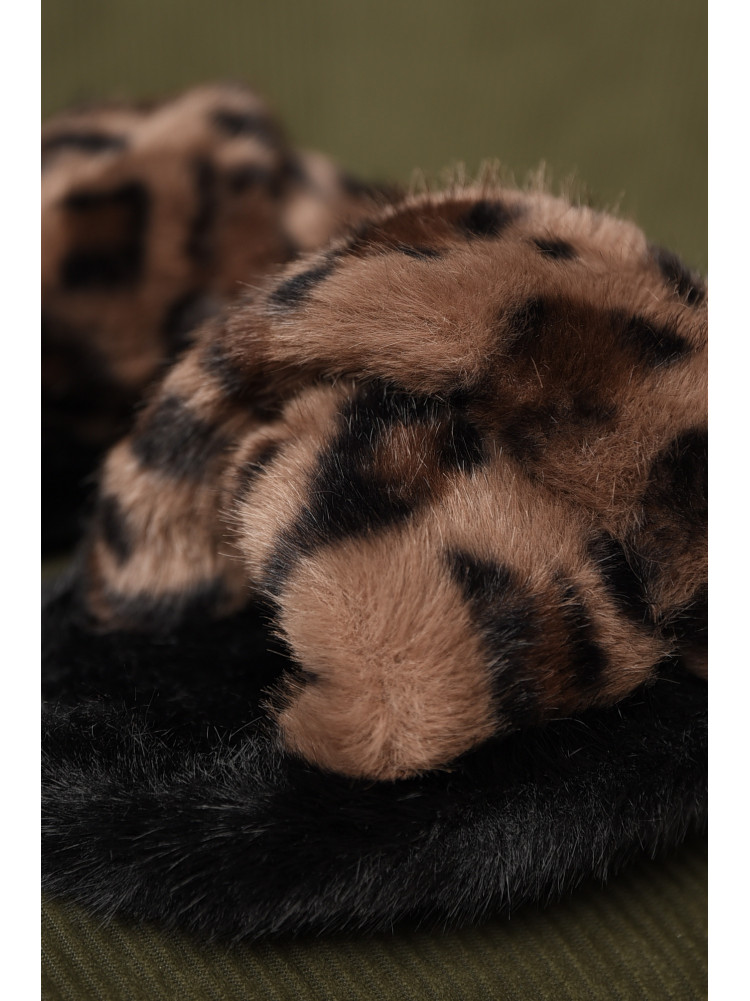 Тапочки домашние женские меховые коричневого цвета А8142 208271C