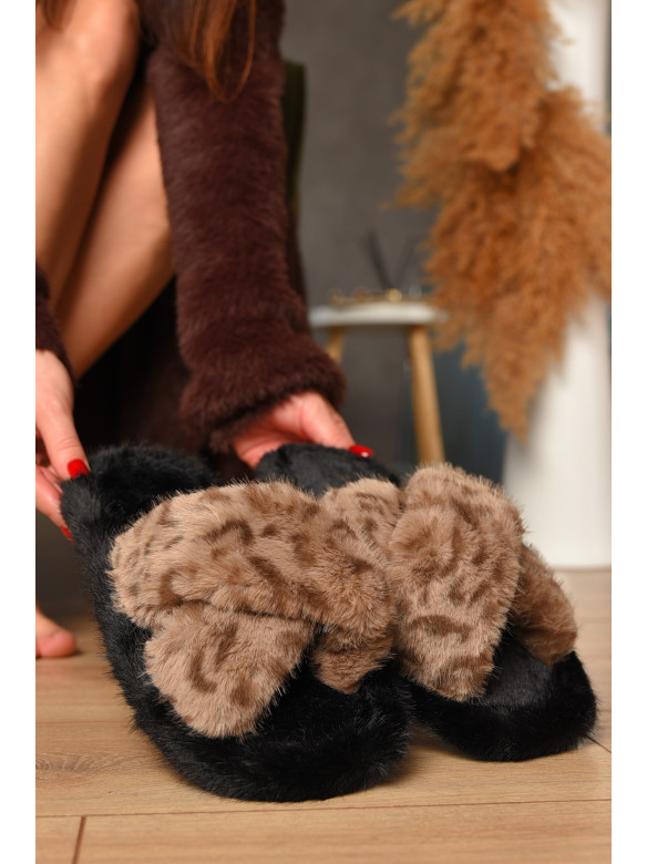 Тапочки домашние женские меховые светло-коричневого цвета А8142 208272C