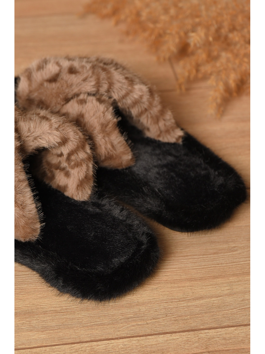 Тапочки домашние женские меховые светло-коричневого цвета А8142 208272C