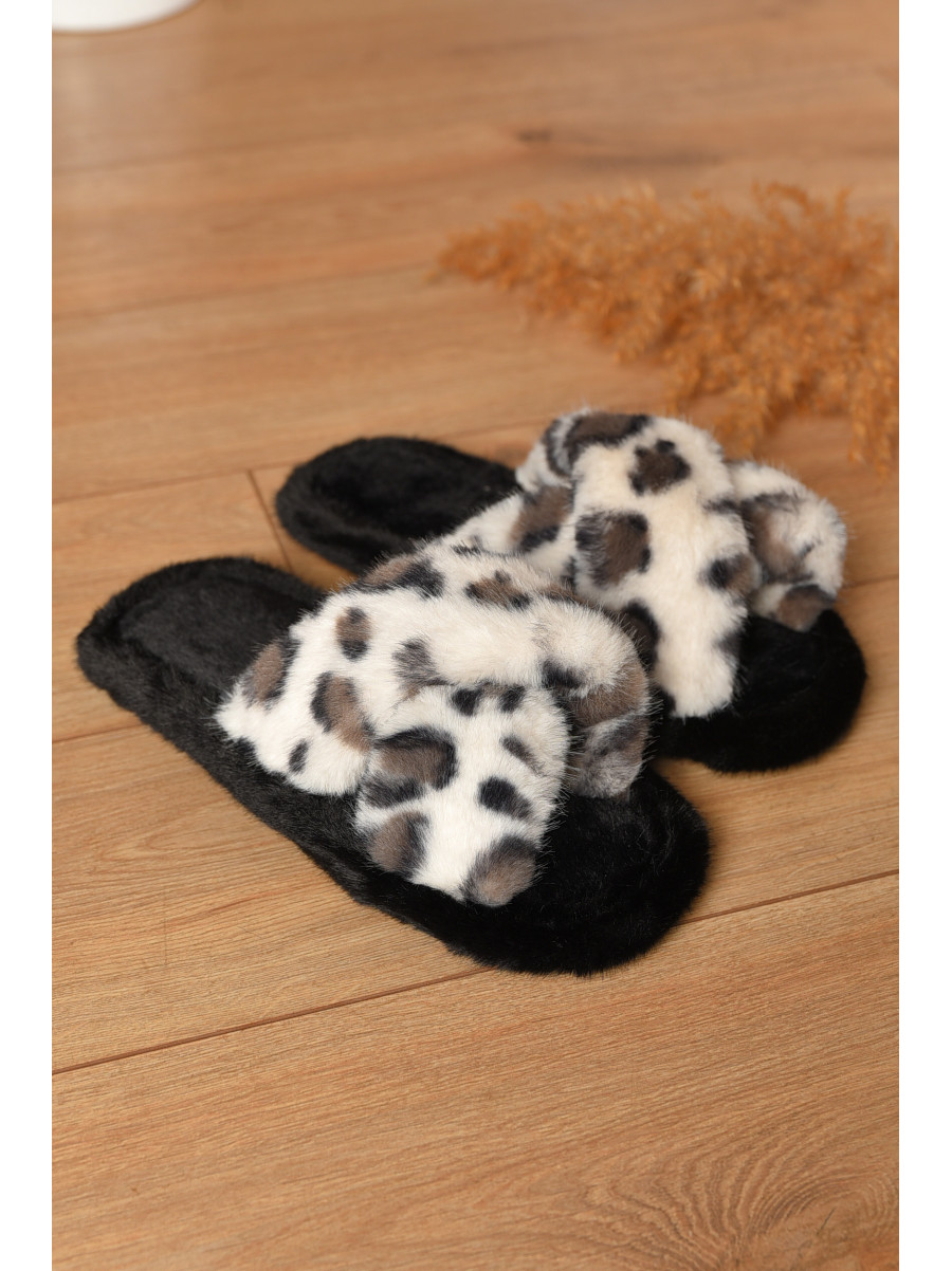 Тапочки домашние женские меховые молочного цвета А8142 208274C