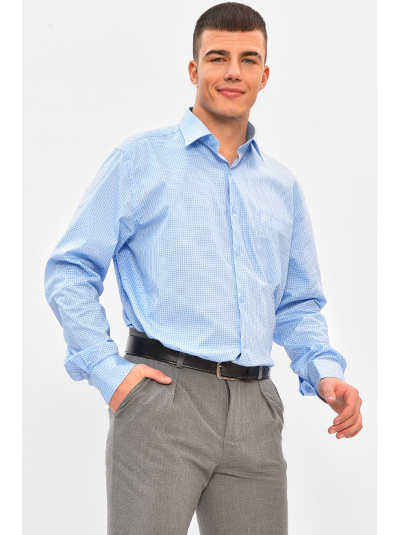 Сорочка чоловіча блакитного кольору з принтом 2334 208277C