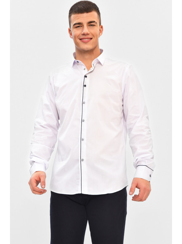 Сорочка чоловіча однотонна білого кольору 3021 208281C