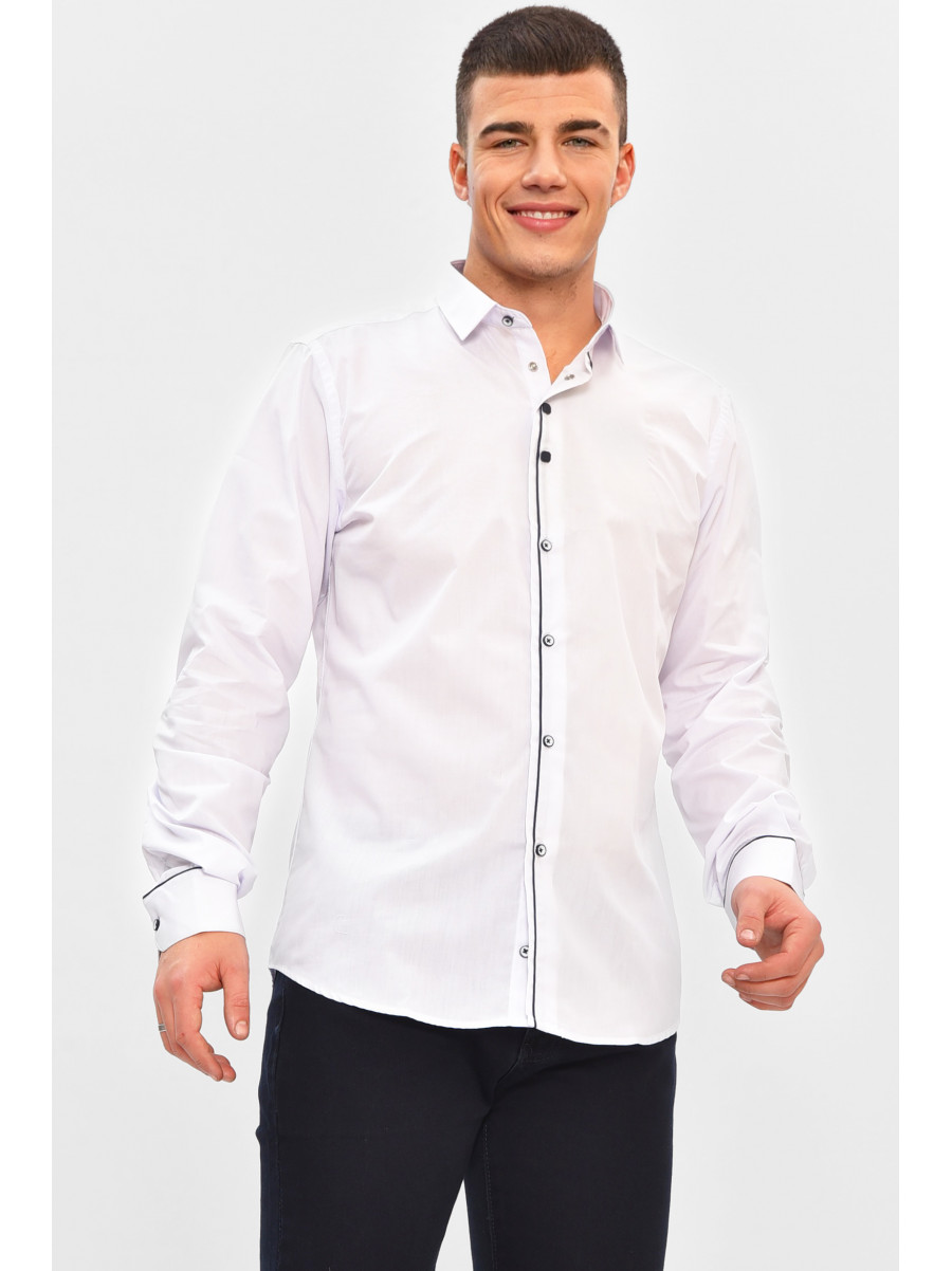 Сорочка чоловіча однотонна білого кольору 3021 208281C