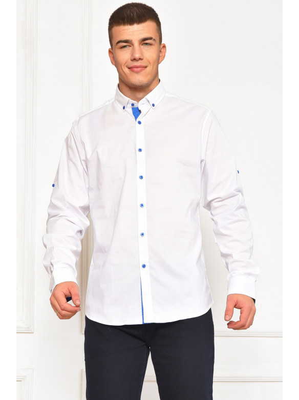 Сорочка чоловіча однотонна білого кольору 7394 208284C