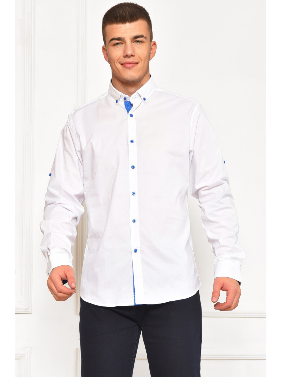 Сорочка чоловіча однотонна білого кольору 7394 208284C