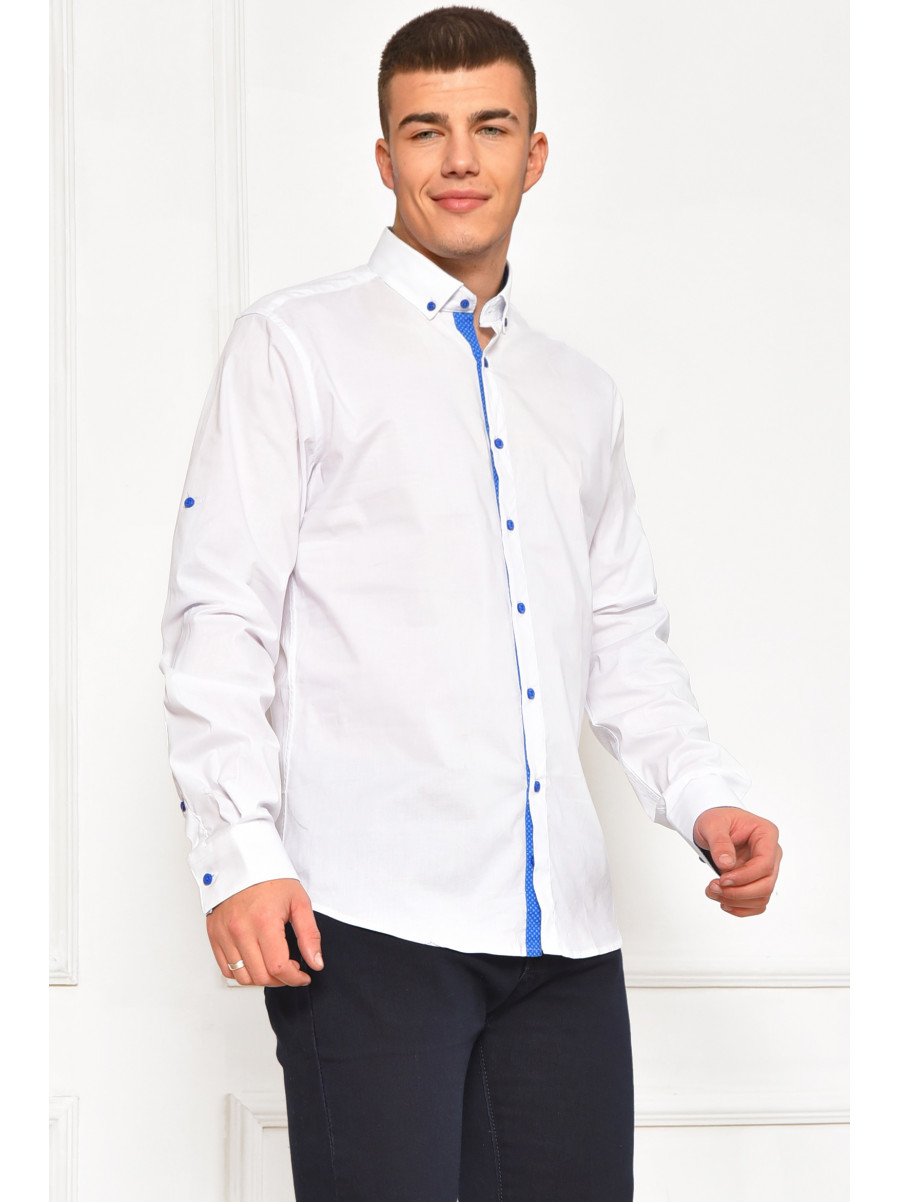 Сорочка чоловіча однотонна білого кольору 7394 208284C