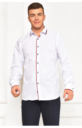 Сорочка чоловіча однотонна білого кольору 1379 208285C Сорочка чоловіча однотонна білого кольору 1379 208285C