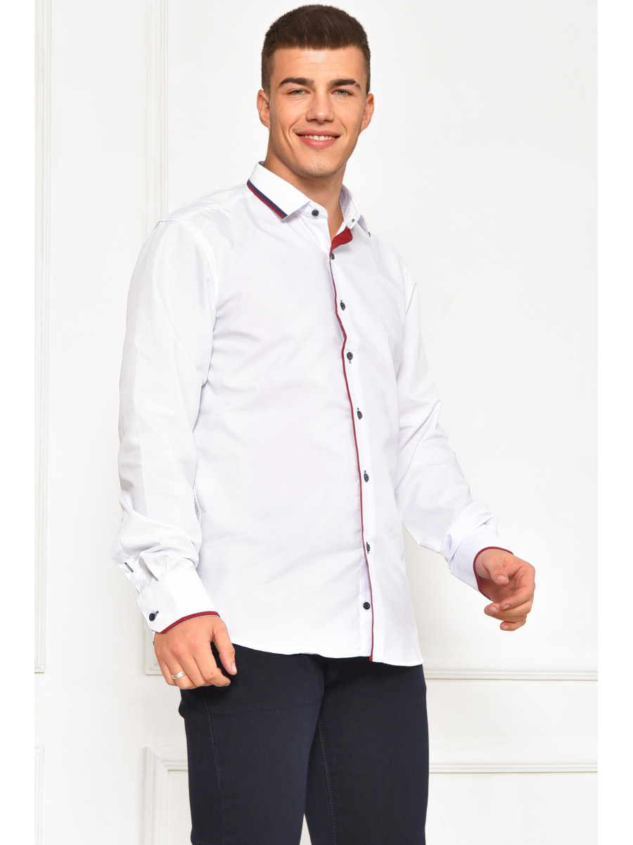 Сорочка чоловіча однотонна білого кольору 1379 208285C
