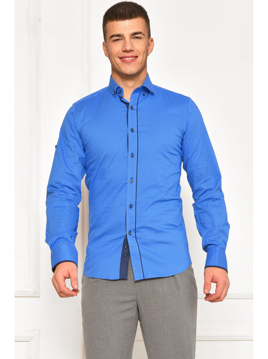 Сорочка чоловіча синього кольору з принтом 2374 208286C