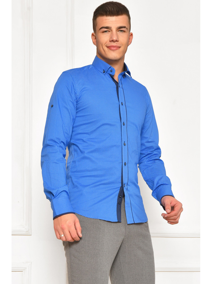 Сорочка чоловіча синього кольору з принтом 2374 208286C