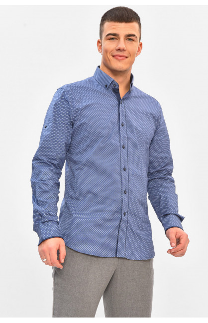 Сорочка чоловіча синього кольору з принтом 1842 208288C