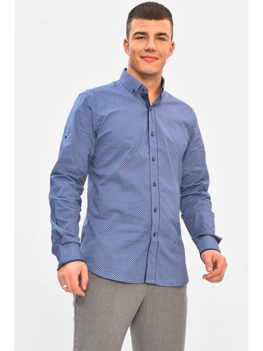 Сорочка чоловіча синього кольору з принтом 1842 208288C