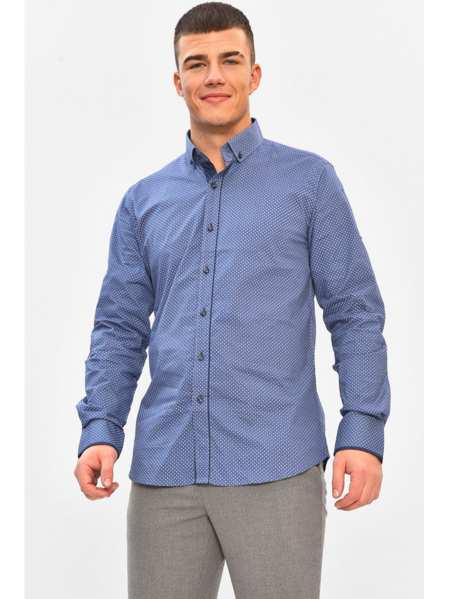 Сорочка чоловіча синього кольору з принтом 1842 208288C