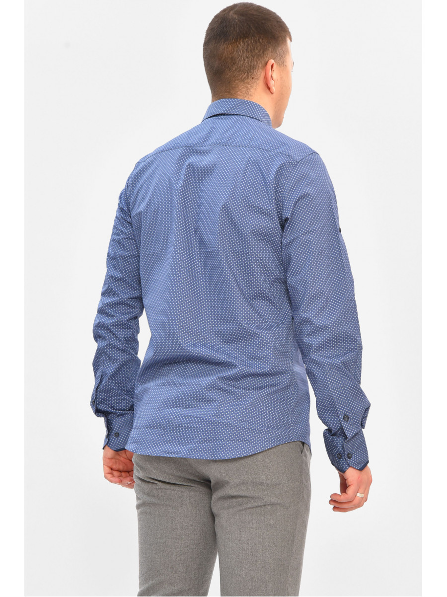 Сорочка чоловіча синього кольору з принтом 1842 208288C