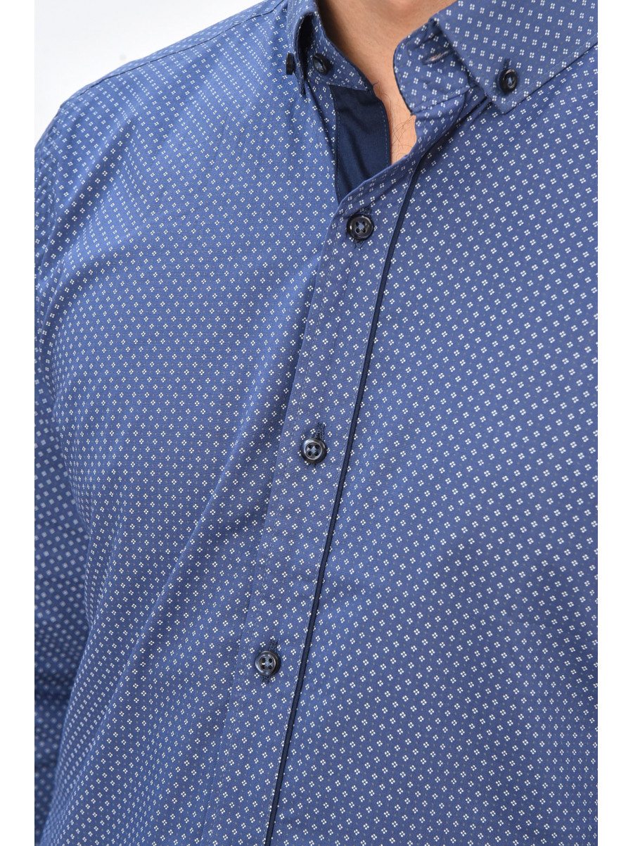 Сорочка чоловіча синього кольору з принтом 1842 208288C