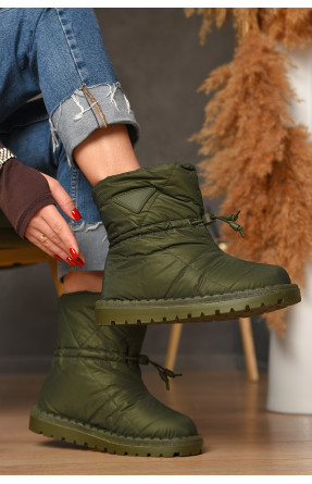 Дутики жіночі на хутрі темно-зеленого кольору В02-2 208290C Дутики жіночі на хутрі темно-зеленого кольору В02-2 208290C