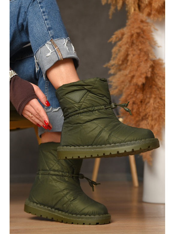 Дутики жіночі на хутрі темно-зеленого кольору В02-2 208290C