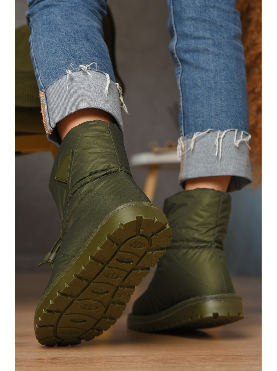 Дутики жіночі на хутрі темно-зеленого кольору В02-2 208290C