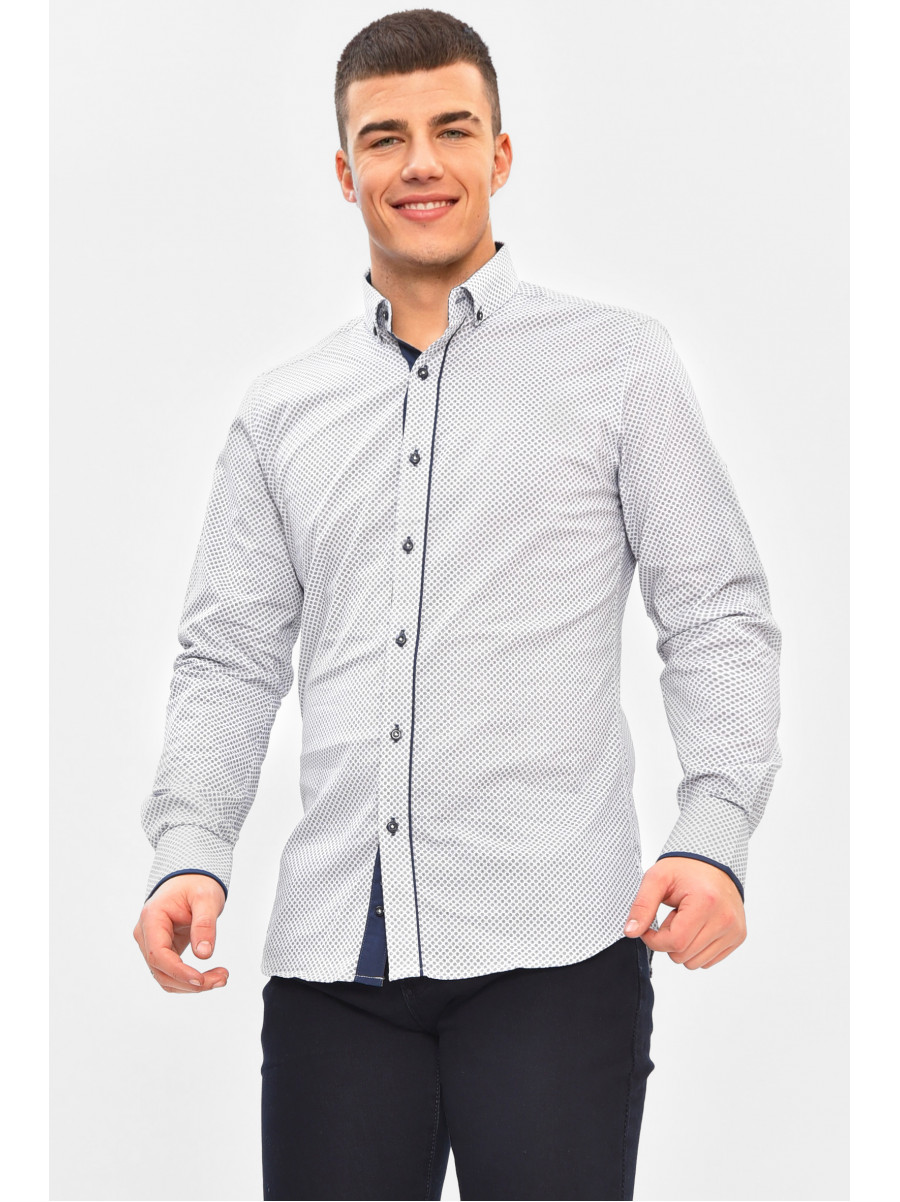 Сорочка чоловіча білого кольору з принтом 1846 208291C