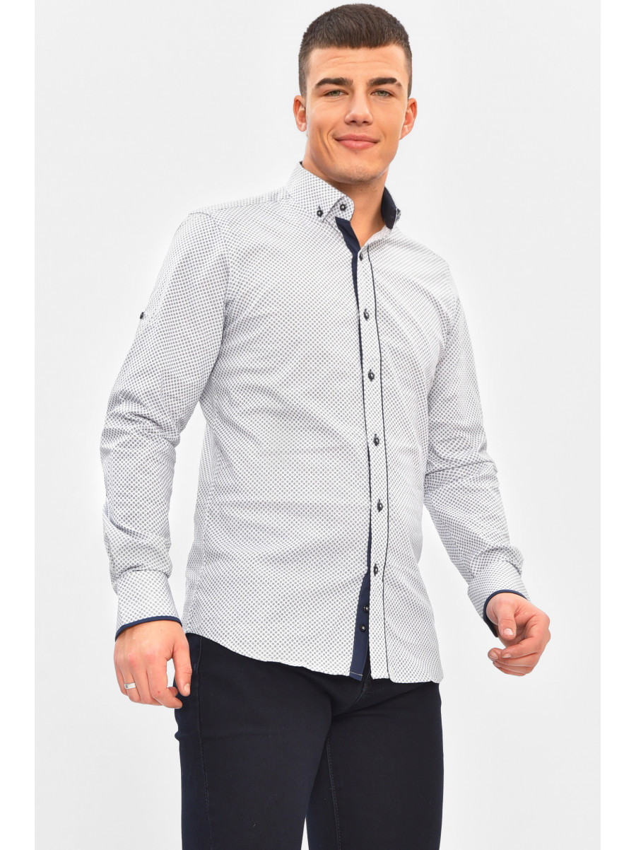 Сорочка чоловіча білого кольору з принтом 1846 208291C