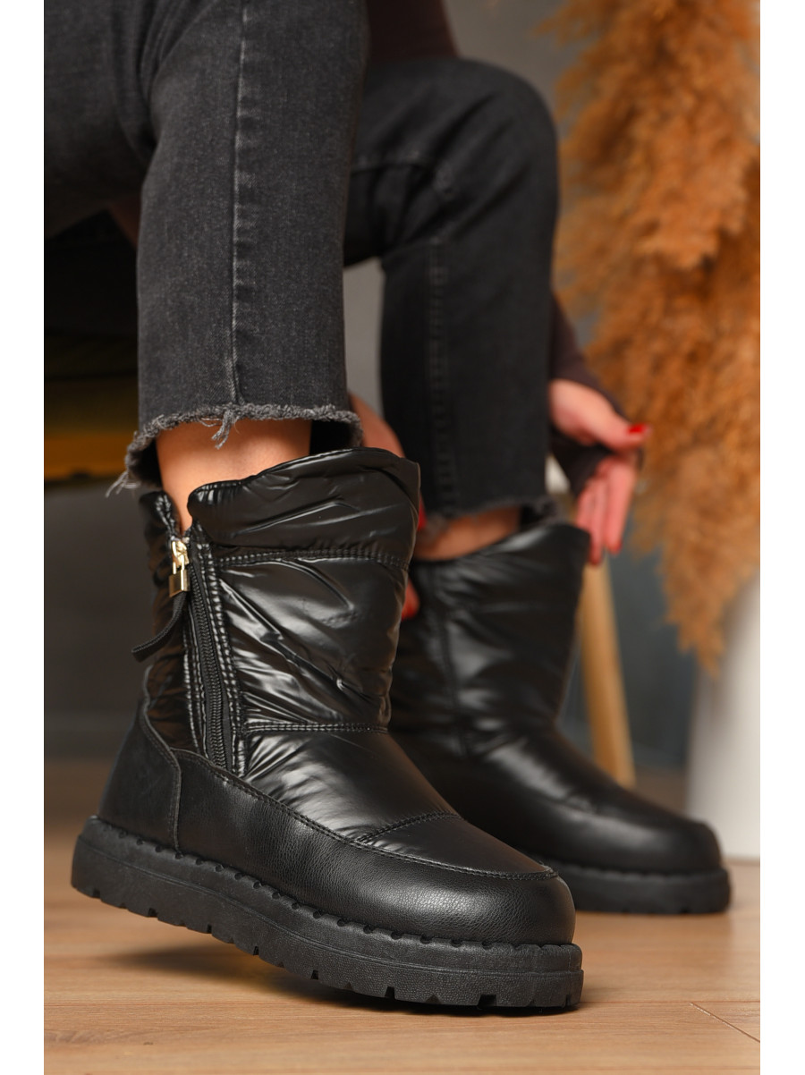 Дутики жіночі на хутрі чорного кольору N8-1 208296C