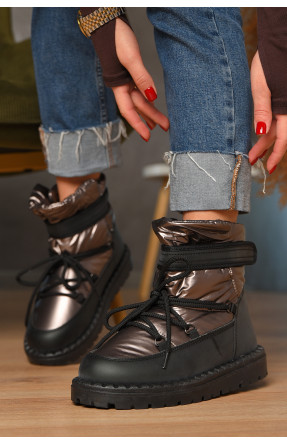 Дутики жіночі на хутрі чорно-коричневого кольору В07-1 208297C