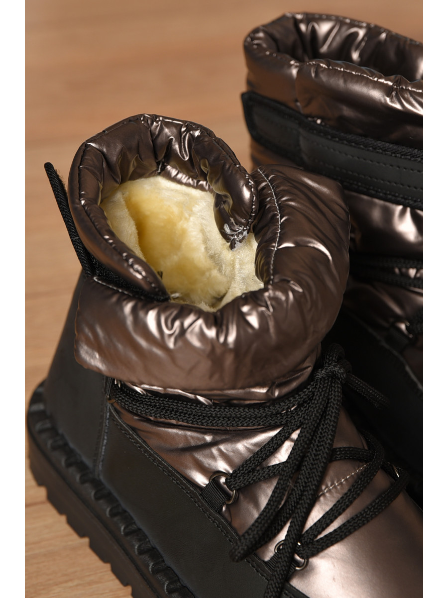 Дутики жіночі на хутрі чорно-коричневого кольору В07-1 208297C